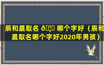 辰和晨取名 🦆 哪个字好（辰和晨取名哪个字好2020年男孩）